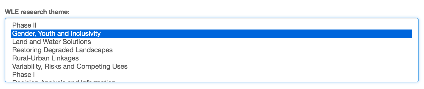 Test A for displaying the Phase I and II research themes