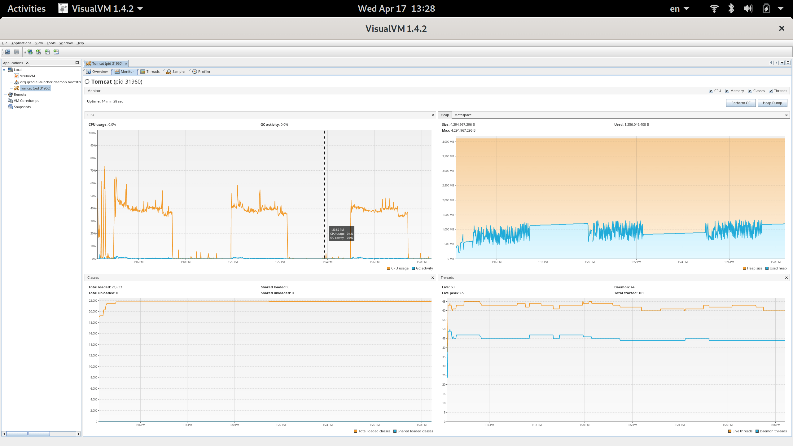 VisualVM Tomcat 16384 filterCache