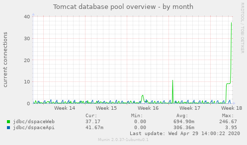 Tomcat Database Pool usage month