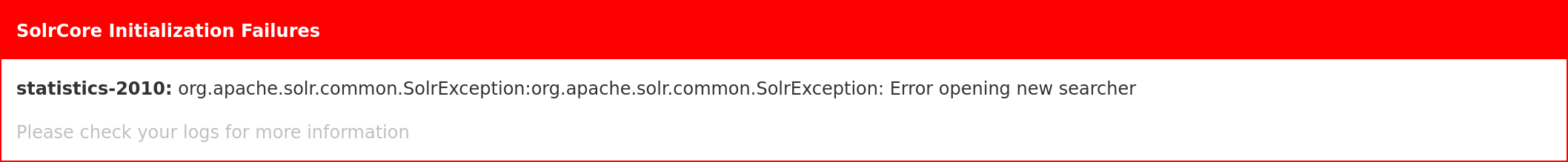 Error message in Solr admin UI about the statistics-2010 core failing to load