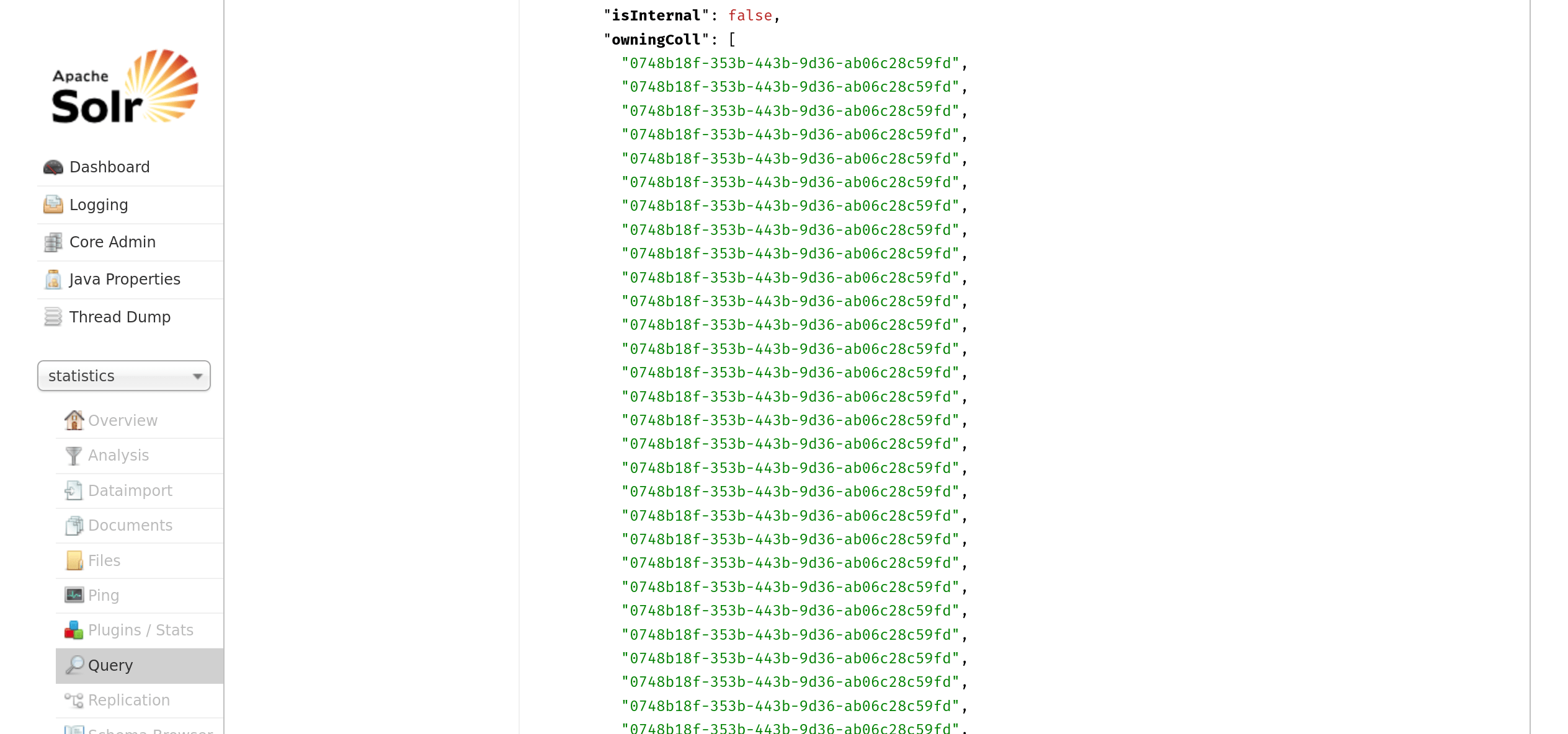 Solr stats with dozens of duplicates